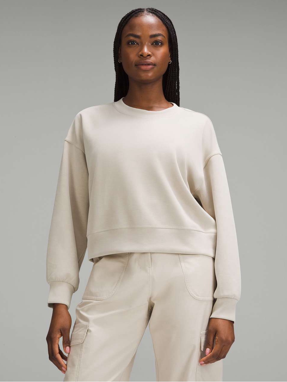 Lululemon Women’s Softstreme Perfectly Oversized Cropped Crew In Mojave Tan 4